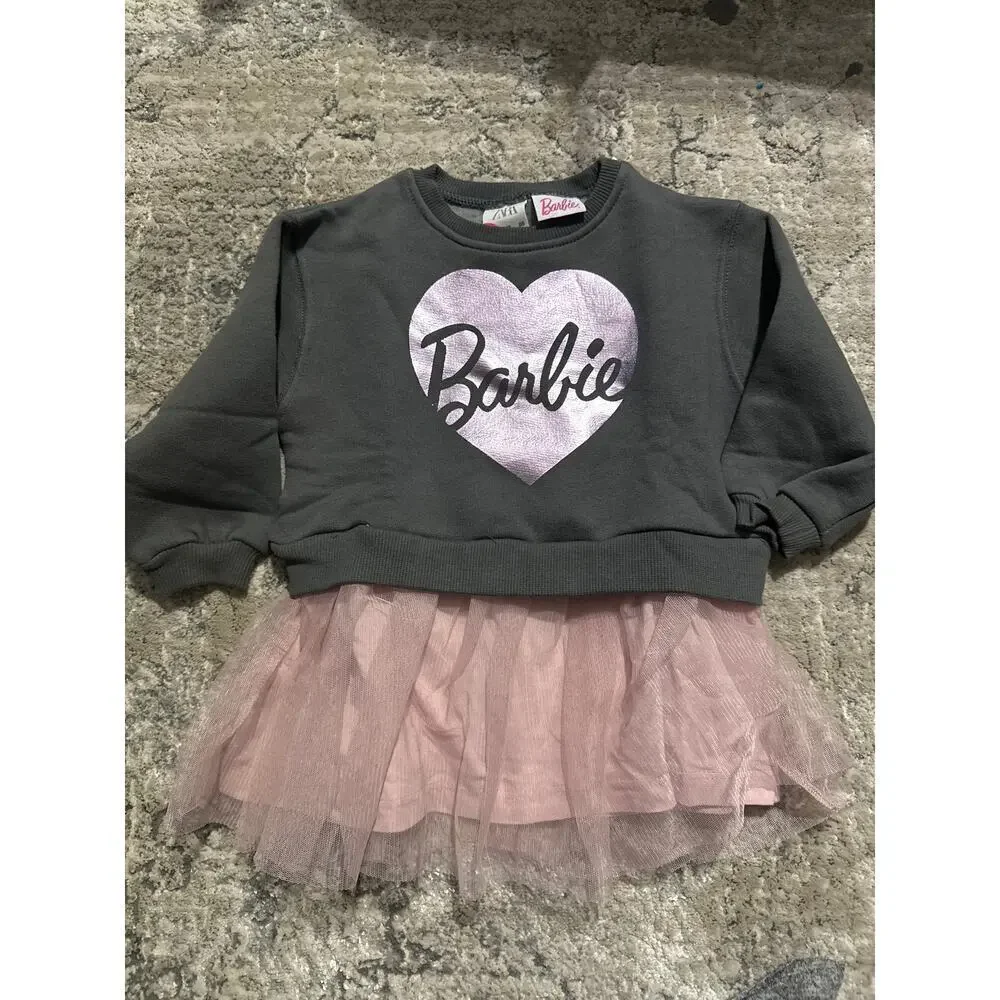 Zara BARBIE MATTEL MIXED TULLE DRESS Pink 12-18‎ Months
